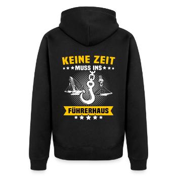 Kranführer Kran Kranfahrer - Unisex Premium Bio Zip Hoodie - Schwarz - Hinten - Nico (187cm)