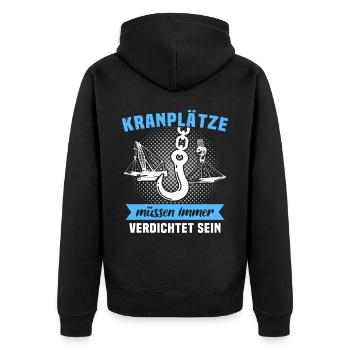 Kranführer Kran Kranfahrer - Unisex Premium Bio Zip Hoodie - Schwarz - Hinten - Nico (187cm)