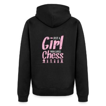 Juste une fille qui aime Chess Chess Casse-tête - Veste à capuche bio Premium Unisexe - noir - Dos - Nico (187cm)