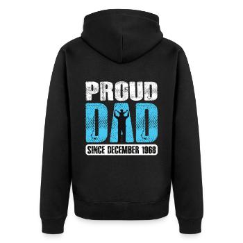 Proud Dad Since December 1968 - Unisex Premium Bio Zip Hoodie - Schwarz - Hinten - Nico (187cm)