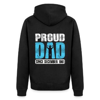 Proud Dad Since December 1961 - Unisex Premium Organic Zip Hoodie - black - Back - Nico (187cm)