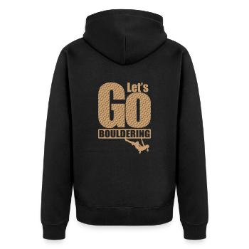 Let’s go Bouldering Hobby Klettern Ausdauer - Unisex Premium Bio Zip Hoodie - Schwarz - Hinten - Nico (187cm)