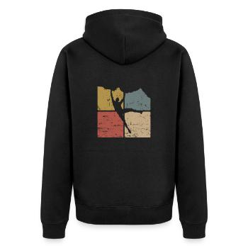 Klettern Bouldern Hobby Fitness Sport - Unisex Premium Bio Zip Hoodie - Schwarz - Hinten - Nico (187cm)