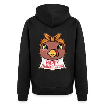 Dinde avec bave de serviette Bib Joyeux Thanksgiving - Veste à capuche bio Premium Unisexe - noir - Dos - Nico (187cm)