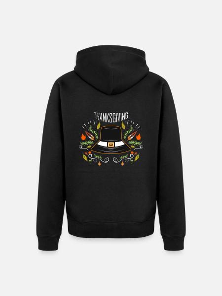 Pilgrims Hat Thanksgiving - Unisex Premium Organic Zip Hoodie - black