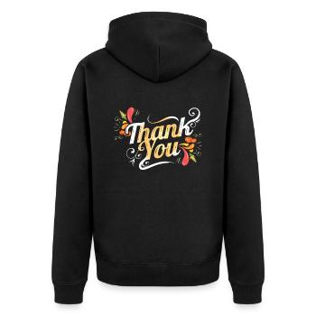 Merci Logo pour Thanksgiving - Veste à capuche bio Premium Unisexe - noir - Dos - Nico (187cm)