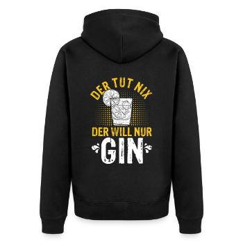 Gin Ginsprüche Cocktail Geschenk für Gin Liebhaber - Unisex Premium Bio Zip Hoodie - Schwarz - Hinten - Nico (187cm)