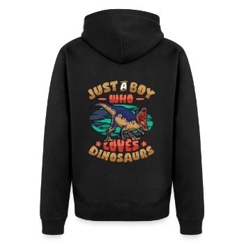 Just A Boy Who Loves Dinosaurs. Young Dinosaur - Unisex Premium Organic Zip Hoodie - black - Back - Nico (187cm)