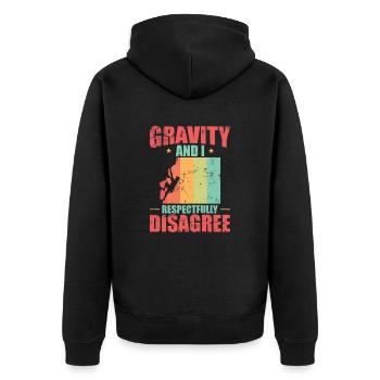 Gravity et moi sommes respectueusement en désaccord avec le bloc - Veste à capuche bio Premium Unisexe - noir - Dos - Nico (187cm)