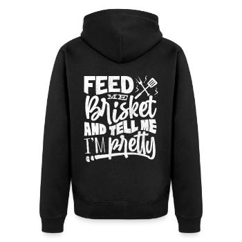 Brisketliebhaber, Briskets, BBQ - Unisex Premium Organic Zip Hoodie - black - Back - Nico (187cm)