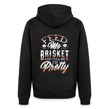 Brisketliebhaber, Briskets, BBQ - Unisex Premium Organic Zip Hoodie - black - Back - Nico (187cm)