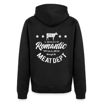 Fleischliebhaber, Fleisch, Schweinefleisch, BBQ - Unisex Premium Bio Zip Hoodie - Schwarz - Hinten - Nico (187cm)