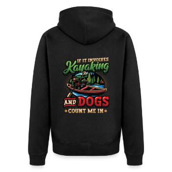 Kajak Und Hunde, Paddeln. - Unisex Premium Bio Zip Hoodie - Schwarz - Hinten - Nico (187cm)