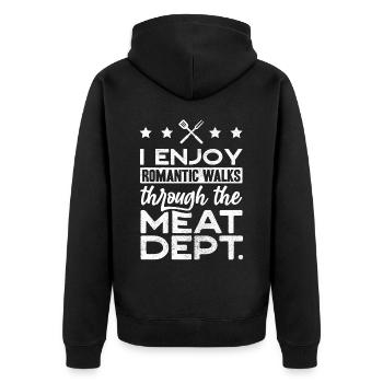 Fleischliebhaber, Fleisch, Schweinefleisch, BBQ - Unisex Premium Bio Zip Hoodie - Schwarz - Hinten - Nico (187cm)