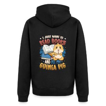 Bücherwurm Lesebücher, Meerschweinchen. - Unisex Premium Bio Zip Hoodie - Schwarz - Hinten - Nico (187cm)