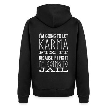 Je laisse Karma le réparer - Veste à capuche bio Premium Unisexe - noir - Dos - Nico (187cm)