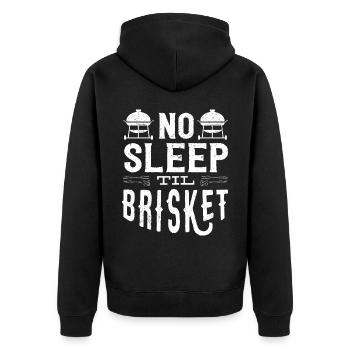 Brisketliebhaber, Briskets, BBQ - Unisex Premium Organic Zip Hoodie - black - Back - Nico (187cm)