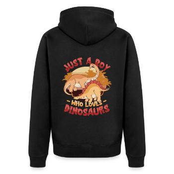 Just A Boy Who Loves Dinosaurs. Young Dinosaur - Unisex Premium Organic Zip Hoodie - black - Back - Nico (187cm)