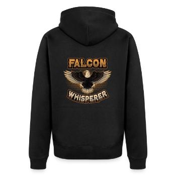 Falkenflüsterer-bussard. - Unisex Premium Bio Zip Hoodie - Schwarz - Hinten - Nico (187cm)