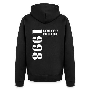 1998 édition limitée cadeau d’anniversaire femme mari - Veste à capuche bio Premium Unisexe - noir - Dos - Nico (187cm)
