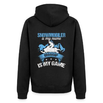 Snowmobile Braaaap Is My Game Snowmobiles - Unisex Premium Organic Zip Hoodie - black - Back - Nico (187cm)