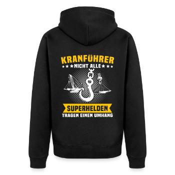 Kranfahrer Beruf Kranführer Sprüche - Unisex Premium Bio Zip Hoodie - Schwarz - Hinten - Nico (187cm)