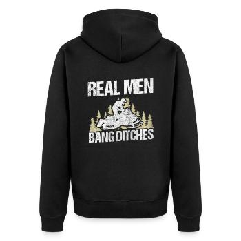 Real Men Bang Ditches Snowmobile - Unisex Premium Organic Zip Hoodie - black - Back - Nico (187cm)