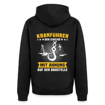 Kranfahrer Beruf Kranführer Sprüche - Unisex Premium Bio Zip Hoodie - Schwarz - Hinten - Nico (187cm)
