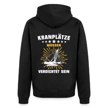 Kranfahrer Beruf Kranführer Sprüche - Unisex Premium Bio Zip Hoodie - Schwarz - Hinten - Nico (187cm)