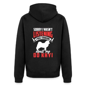 An Do Khyi gedacht Tibetmastiff Tibetdogge - Unisex Premium Bio Zip Hoodie - Schwarz - Hinten - Nico (187cm)