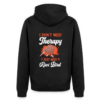 Kiwi Vogel brauche keine Therapie Neuseeland Kiwi - Unisex Premium Bio Zip Hoodie - Schwarz - Hinten - Nico (187cm)