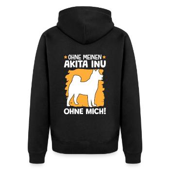 Ohne meinen Akita Inu ohne mich japanischer Spitz - Unisex Premium Bio Zip Hoodie - Schwarz - Hinten - Nico (187cm)