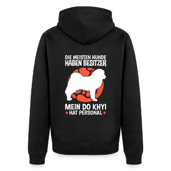 Mein Do Khyi hat Personal Tibetdogge - Unisex Premium Bio Zip Hoodie - Schwarz - Hinten - Nico (187cm)