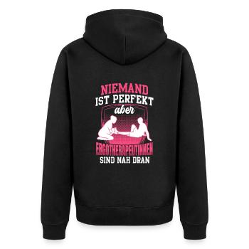 Ergotherapeutin ist perfekt Ergotherapie - Unisex Premium Bio Zip Hoodie - Schwarz - Hinten - Nico (187cm)