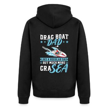 Drag Boat Dad - Wie Ein Normaler Vater - Unisex Premium Bio Zip Hoodie - Schwarz - Hinten - Nico (187cm)