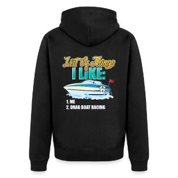 Ich Mag Mich Und Drag Boat Racing - Unisex Premium Bio Zip Hoodie - Schwarz - Hinten - Nico (187cm)