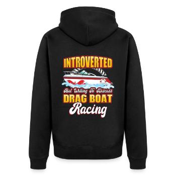 Bereit, Drag Boat Racing Zu Diskutieren - Unisex Premium Bio Zip Hoodie - Schwarz - Hinten - Nico (187cm)