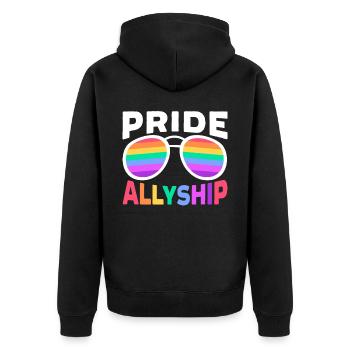 Pride Allyship Month Gay Rights LGBTQ Supporter - Unisex Premium Organic Zip Hoodie - black - Back - Nico (187cm)
