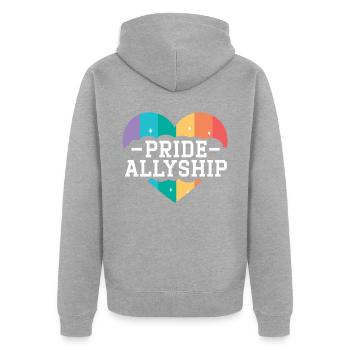 Pride Allyship Month Gay Rights LGBTQ-Unterstützer - Unisex Premium Bio Zip Hoodie - Grau meliert - Hinten - Nico (187cm)