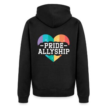 Pride Allyship Month Gay Rights LGBTQ Supporter - Unisex Premium Organic Zip Hoodie - black - Back - Nico (187cm)