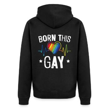 Geboren in diesem Gay Rainbow Pride Monat LGBTQ Gay Pride - Unisex Premium Bio Zip Hoodie - Schwarz - Hinten - Nico (187cm)