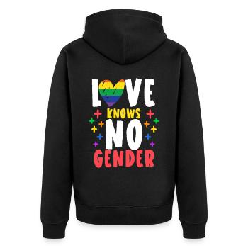 Love Knows No Gender Rainbow Pride Month - Unisex Premium Organic Zip Hoodie - black - Back - Nico (187cm)