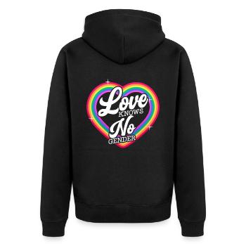 Love Knows No Gender Rainbow Pride Month - Unisex Premium Organic Zip Hoodie - black - Back - Nico (187cm)
