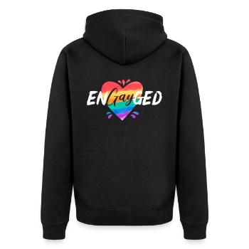 Engayged Rainbow Pride Monat LGBTQ Gay Pride - Unisex Premium Bio Zip Hoodie - Schwarz - Hinten - Nico (187cm)