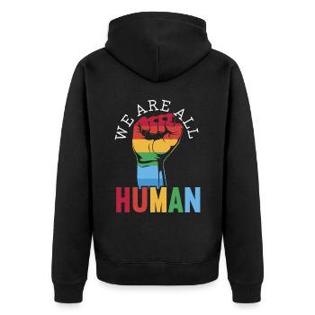 We Are All Human Gender Pride Parade LGBTQ-Rechte - Unisex Premium Bio Zip Hoodie - Schwarz - Hinten - Nico (187cm)
