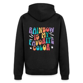 Regenbogen ist mein Lieblings-Color Pride-Monat - Unisex Premium Bio Zip Hoodie - Schwarz - Hinten - Nico (187cm)