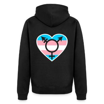 Trans Rainbow Pride LGBTQ Transgender Rechte - Unisex Premium Bio Zip Hoodie - Schwarz - Hinten - Nico (187cm)