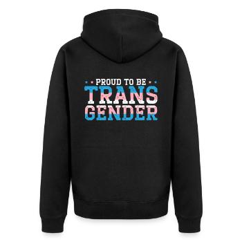 Stolz darauf, Transgender Rainbow Pride LGBTQ Trans zu sein - Unisex Premium Bio Zip Hoodie - Schwarz - Hinten - Nico (187cm)