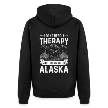 Alaska Geschenk Kinder Herren Damen USA Natur Eis - Unisex Premium Bio Zip Hoodie - Schwarz - Hinten - Nico (187cm)