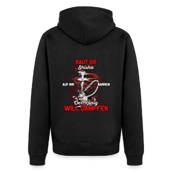Shisha Doppelapfel Hookah Rauchen Tabak Vape Kohle - Unisex Premium Bio Zip Hoodie - Schwarz - Hinten - Nico (187cm)